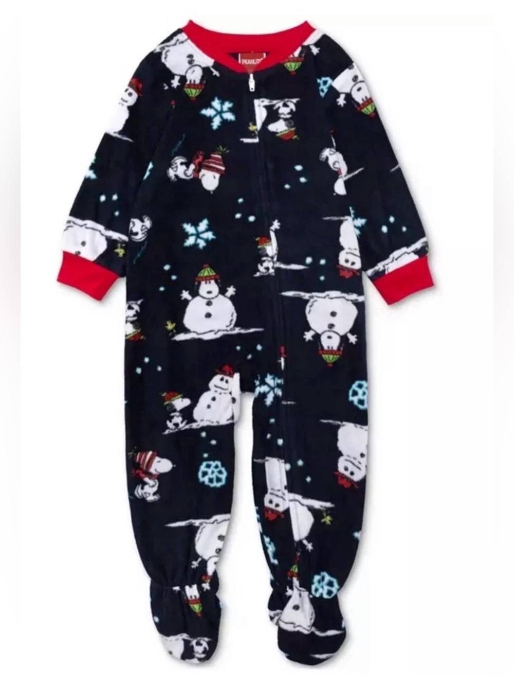 Peanuts Snoopy Baby Christmas Pajamas Footed Sleeper 18M Navy Holiday Matching